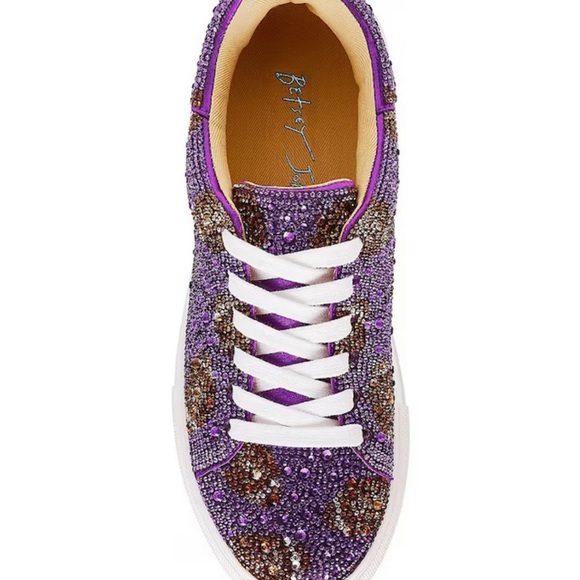 Blue by Betsey Johnson Sidny Football Print Rhinestone Platform Sneakers - Picture 4 of 6